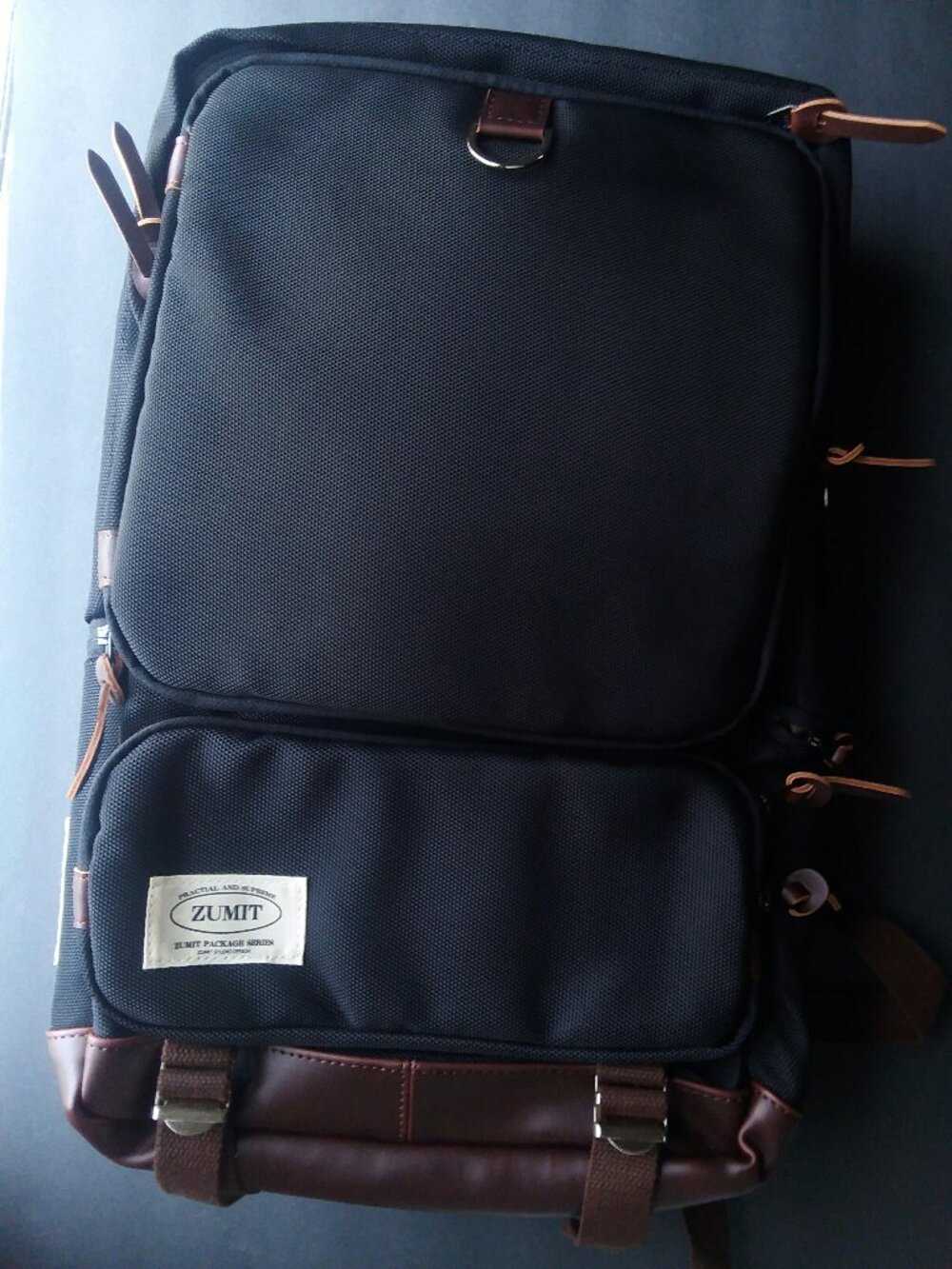 Zumit YKK Zipper Backpack Bag School Hiking Camping Laptop Vegan Faux Leather